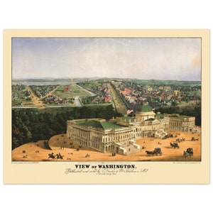 Vintager Druck: 1852 Ansicht von Washington DC vom Kappol-Gebäude