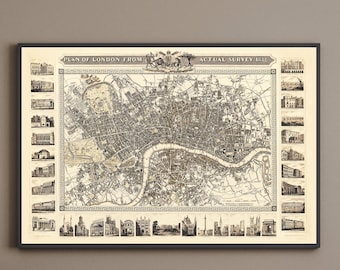 1833 - Vintage Map of London