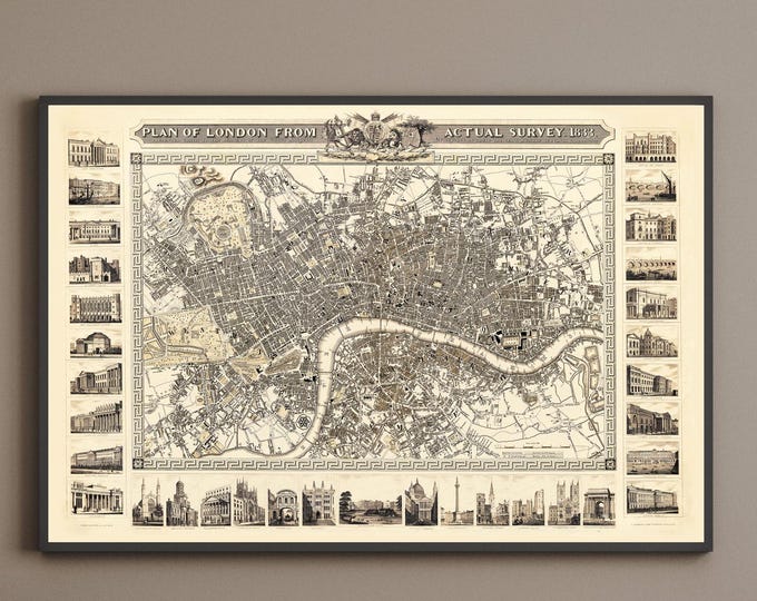 1833 - Vintage Map of London