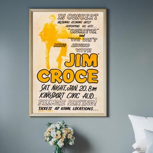 1973 - Póster del concierto de Jim Croce, Kingsport, Tennessee