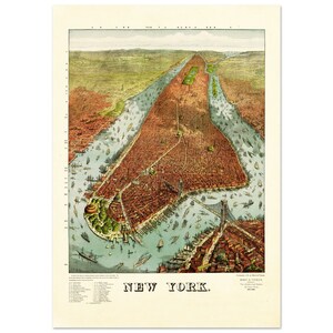 1879 - Ancienne carte illustrée de New York