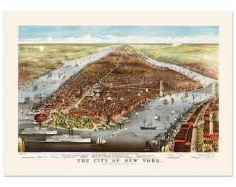 1876 - Currier & Ives, &quot;The City of New York&quot;