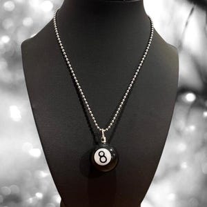 8-ball Necklace - Pool Ball Necklace -Billiard Ball Necklace - Snooker Ball Necklace - 8-Ball - Billiard Lover Necklace - Gift for him
