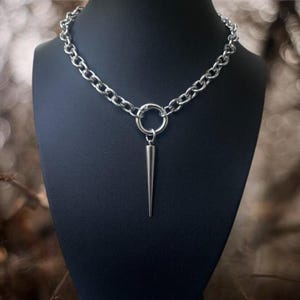 Spike Halskette - Karabiner Halskette - Spring Lock O-Ring Halskette - Edelstahl Tageshalsband - O Ring Chokerhalsband - Goth Punk Elder Emo Geschenk
