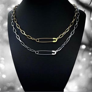Sicherheitsnadel Halskette - Büroklammer Sicherheitsnadel Halskette - Edelstahl - Punk Halskette - Goth Schmuck - Alt Gothic Grunge Punk Elder Emo Geschenk