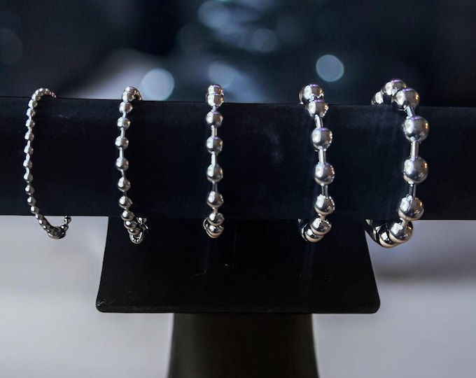 Ball Chain Bracelet - Stainless Steel - No Tarnish - Unisex Chunky Metal Beads - 4mm 6mm 8mm 10mm 12mm Bead Bracelet - Punk Goth Rock Gift