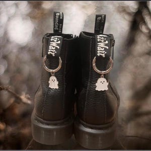 Ghost Boot Charms - Halloween Doc Boot Charms - Black & White Ghost - Spooky - Doc Martens Boot Charm - DM Boot Tag Charms - Girly Goth Gift