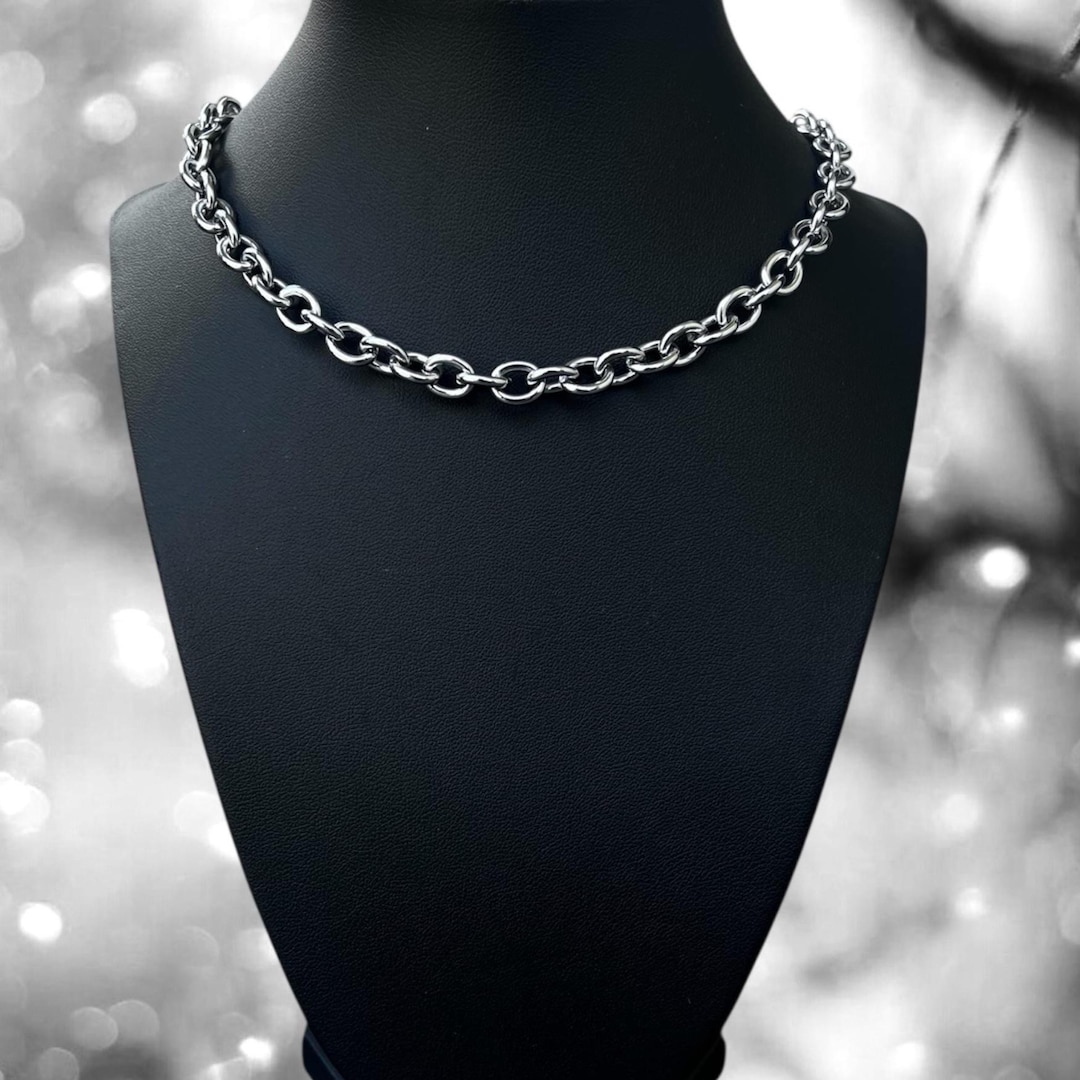 Cable Rolo Chain Necklace - Stainless Steel Necklace - Chunky Cable ...