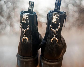 Crescent Moon Boot Charms - Halloween Doc Boot Charms - Witchy Boot Charms - Girly Goth Gift - Doc Martens Boot Charm - DM Boot Tag Charms