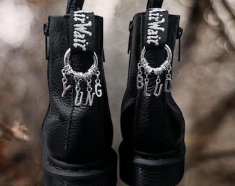 YUNGBLUD Boot Charms - Black Heart Club - Doc Martens Boot Charms - DM Boot Tag Charms - Goth Grunge Punk Gift