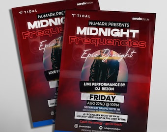 DJ Live Event Poster, bearbeitbarer Nachtklub Flyer (Digital Canva Design)