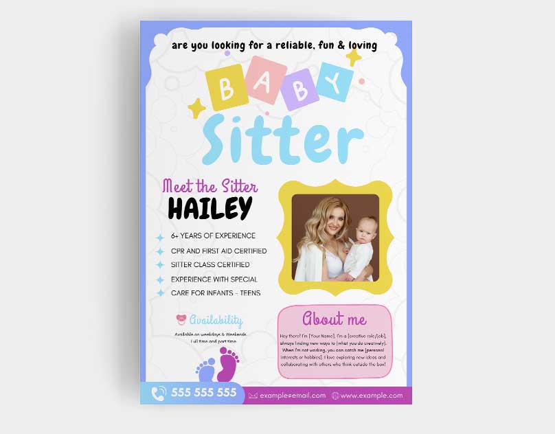 Babysitter Flyer, Babysitting Flyer Template, Daycare Flyer, Childcare Flyer, Instant Download