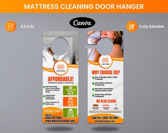 Matratze Reinigung Tür Aufhänger Vorlage, bearbeitbares Canva Design