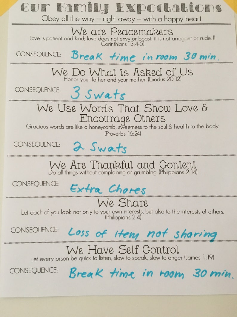 If Then Behavior Chart Printable with scripture | Etsy