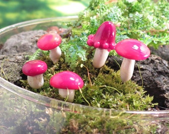 Fairy Terrarium Mini Glass Mushrooms - set of 5