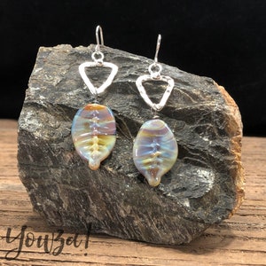 Leaf Earrings, hand-made glass and silver work