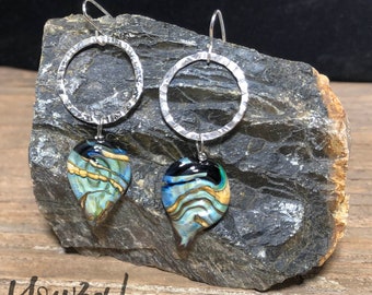 Leaf Earrings, hand-made glass and silver work
