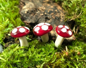 Fairy Terrarium Mini Glass Mushrooms - set of 3