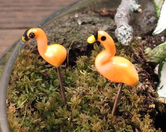 Fairy Terrarium Mini Glass Lawn Flamingos - set of 2