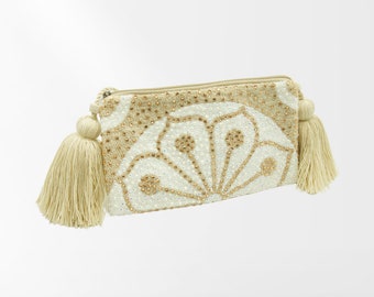 Sierra Lotus Beige Handmade Shoulder Cross Body Bag