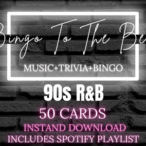 Bingo de R&B de los 90 al ritmo de la música: 50 cartas + lista de reproducción de Spotify