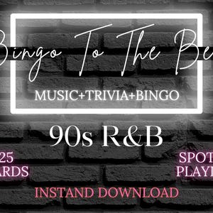 Bingo de R&B de los 90 al ritmo de la música: 25 cartas + lista de reproducción de Spotify