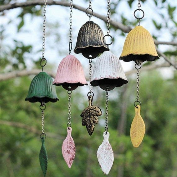 Bell Wind Chime Garden Decor - Cast Iron Vintage Ornament - Handmade Doorbell - Courtyard, Porch, Home Decor - Charming Outdoor Wind Chime