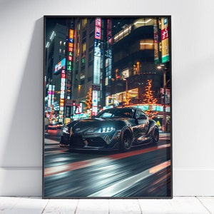 Impresión de Toyota MK5 Supra, impresión de supercoche, decoración automotriz, decoración de habitación de niños, póster de hipercoche, arte de pared, póster de Toyota Supra, póster de coche JDM