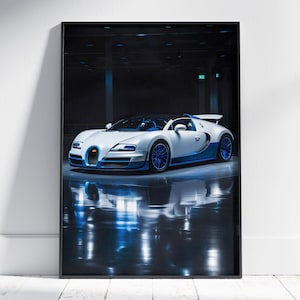 Bugatti Veyron print, Hyper car poster, Automotive decor, Super car poster, Bugatti Veyron poster, Boys room decor, Bugatti poster