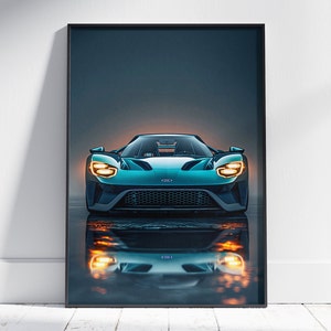 Ford GT Print, Super car poster, Automotive Decor, Boys Room Decor, Hyper car poster, Ford GT Poster, American car poster, Ford poster