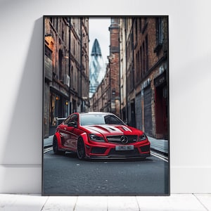 Mercedes-Benz C63 AMG Black Series print, Hyper car poster, Super car poster, AMG poster, Mercedes C63 poster, Home decor, Garage decor