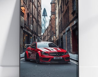 Mercedes-Benz C63 AMG Black Series print, Hyper car poster, Super car poster, AMG poster, Mercedes C63 poster, Home decor, Garage decor