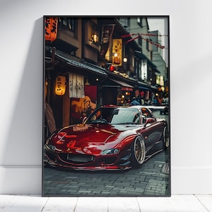 Mazda RX-7 poster, Automotive decor, Super car poster, Boys room decor, Garage decor, JDM car poster, Car guy gift, Mazda RX7 print