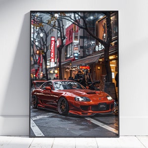 Toyota Supra MK4, Decoração automotiva, Pôster JDM, Pôster de supercarro, Pôster de hipercarro, Arte de parede Supra, Presente, Pôster Toyota Supra