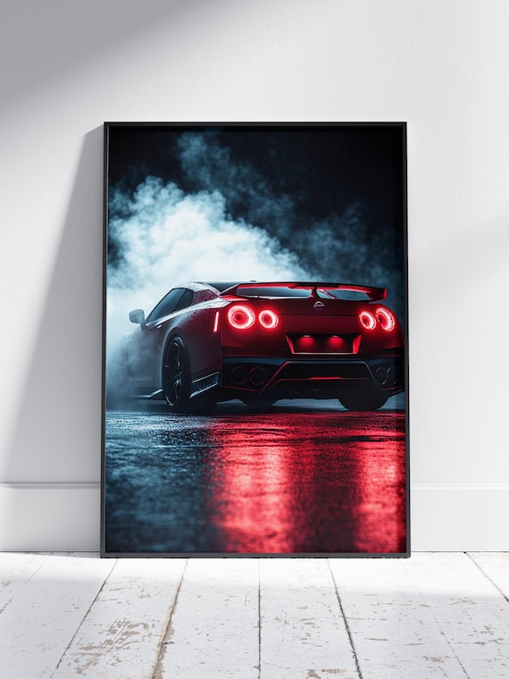 Canvas poster, Nissan GT-R wall illustration, décor AUTO