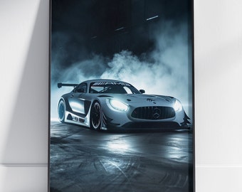 Mercedes AMG gt print, super car poster, hyper car poster, boys room decor, Mercede AMG GT poster, Mercedes-Benz poster