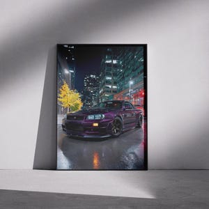 Nissan Skyline GTR R34 poster, JDM poster, Super car poster, Office decor, Home decor, Gift for him,  Nissan GTR poster, Nissan Skyline R34