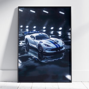 Dodge Viper ACR print, Super car poster, Automotive wall art, Hyper car poster, Dodge Viper poster, Muscle car poster, Dodge wall art