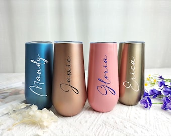 Personalisierter Champagner-Becher, Brautjungfer Flöte, kundenspezifische Weinglas-Hochzeit oder Brautgeschenk