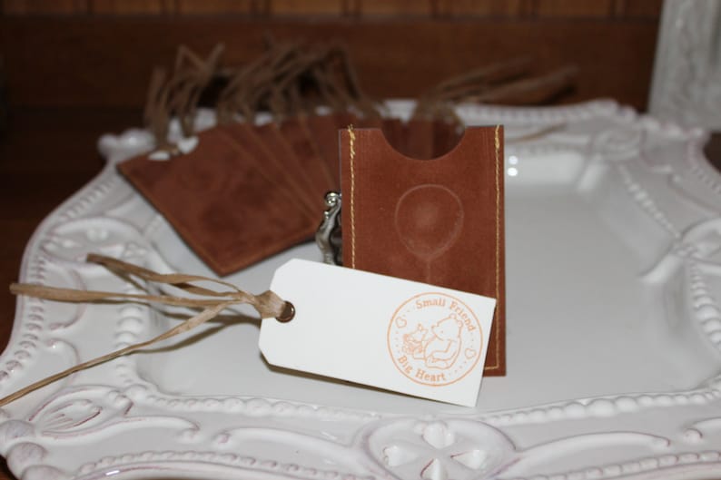 12 Baby Gift Tags ~ Winnie the Pooh Tags in Brown Suede