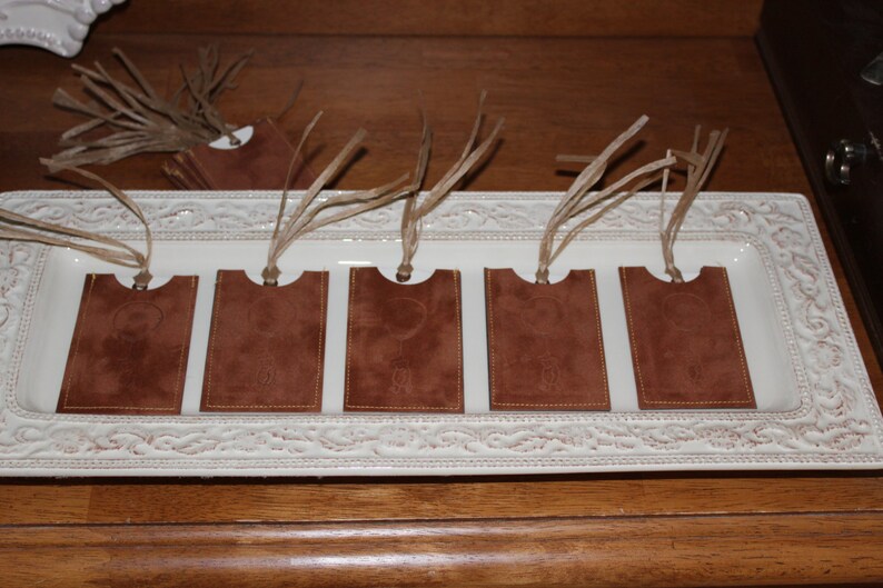12 Baby Gift Tags ~ Winnie the Pooh Tags in Brown Suede