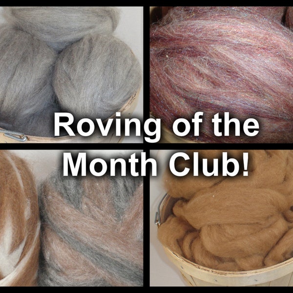 Spinning Fiber - Roving Club, Fiber Club - Alpaca Roving, Wool Roving, Spinning, Roving, Merino Roving - 4 oz., 3 Month Subscription