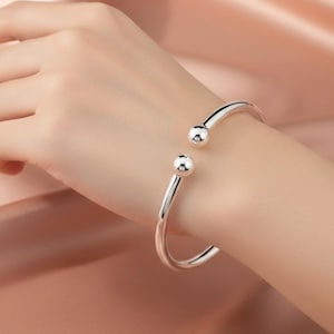 Solid  925 Sterling Silver Bangle Handmade jewelry  Gift For christmas A-68