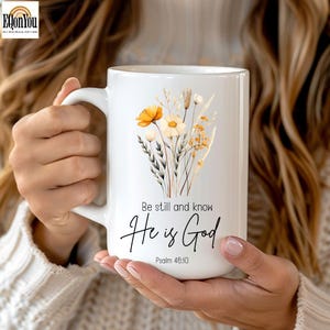 Floral Christian Coffee Mug: Scripture Verse, Therapist Gift