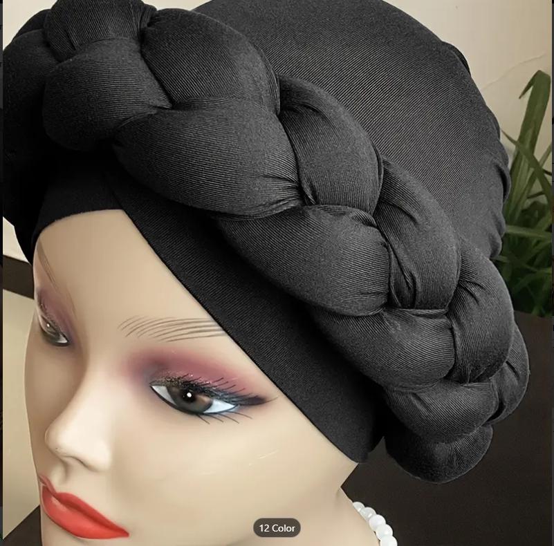 Geflochtener Turban-Hut Mit Hübschem Druck – Einheitsgröße Für Damen, Stylischer Kopfschmuck