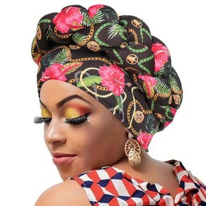 Turban Women&#39;s Turban Cap - Soft & Comfortable Printed Headwrap With Braided Design For All Hair Types