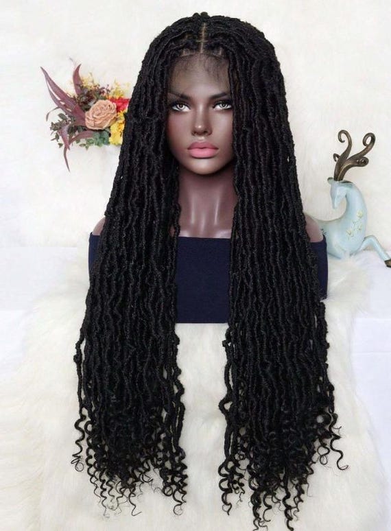 Goddess Black Highlight Goddess Locs Wig Long 32inch Braided  display picture 2