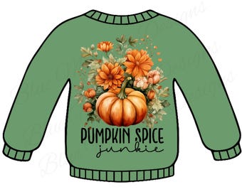 Freshie Cardstock Cute Autumn Green Sweater Card Stock Pumpkin Pumpkin Spice PNG Digital Download