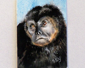 Original ACEO Watercolor Painting - Animals - Howler Monkey - Artist Trading Cards - Art Cards - Wildlife Art - Fine Art