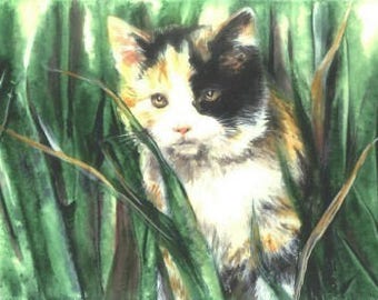 Limited Edition Print with Double Mat - Calico Cat - Calico Kitten - Cat Art - Cat Painting - Animal Art - Pets - Nursery Art